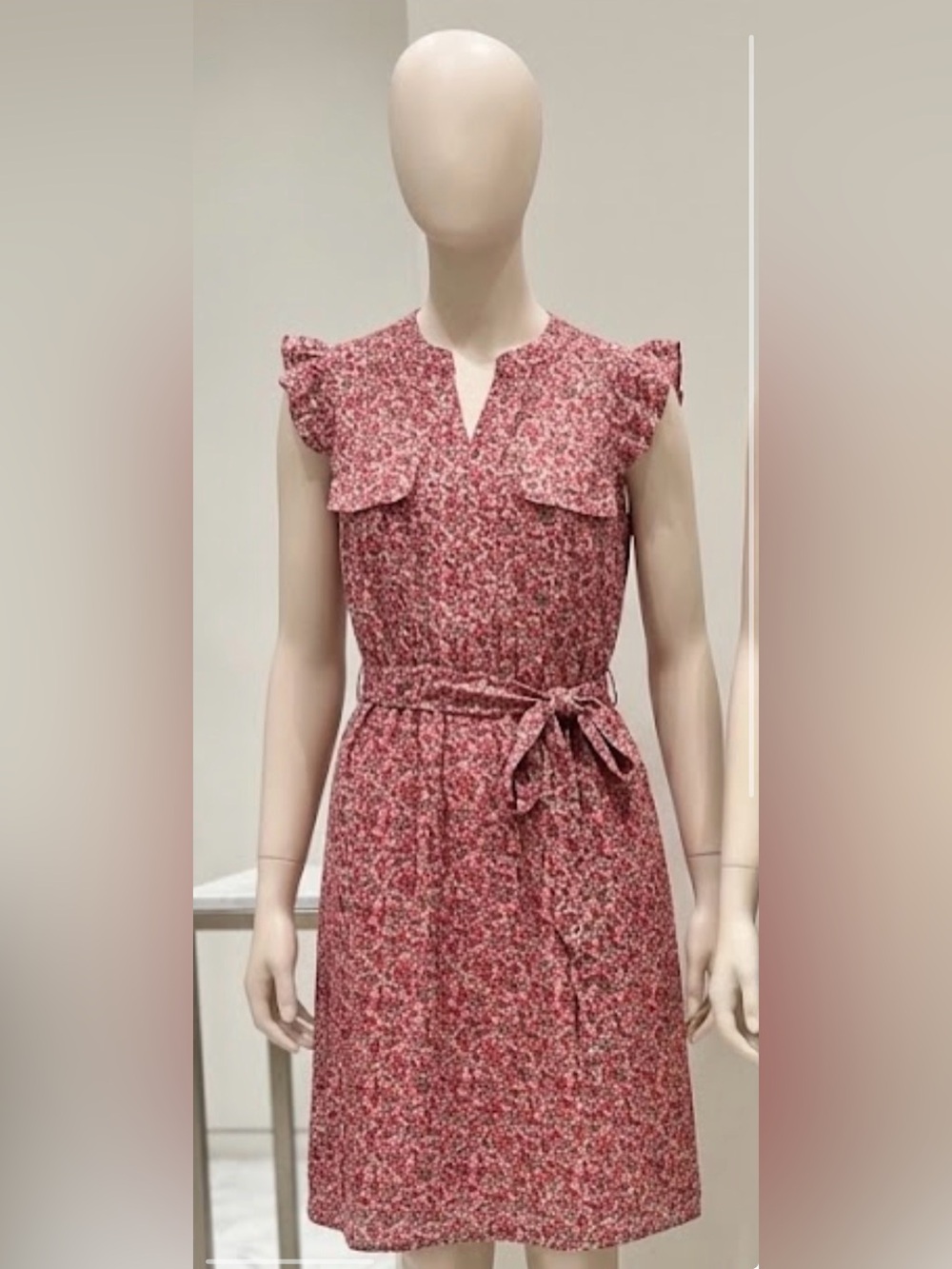 Monteau Pink Floral Tie-Waist Midi Dress